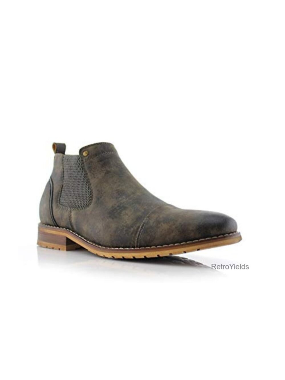 Men's Chelsea Boots Vegan Leather Pull-On Ankle Boot Cap Toe Casual Dress Work